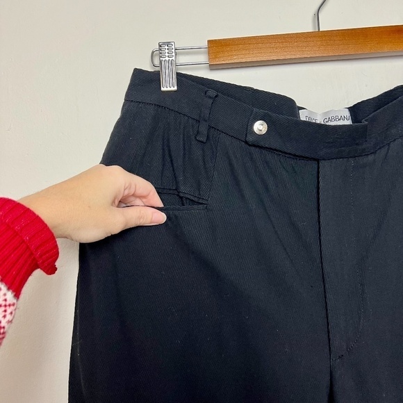 Vintage DOLCE and CABBANA Made in Italy Black High Waist Straight Trousers Pants - Picture 4 of 13